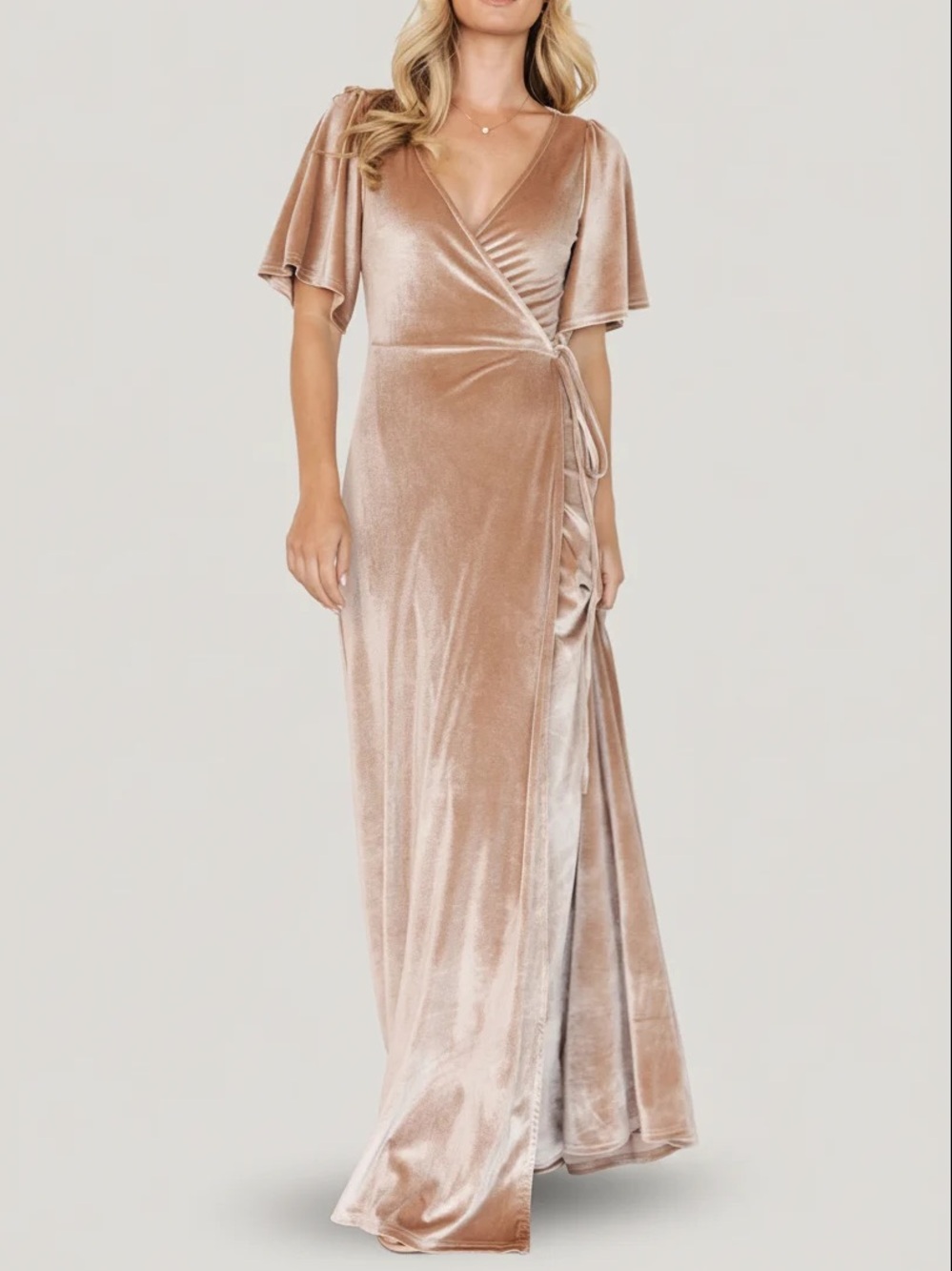 Baltic Born Velvet Wrap Maxi Dress - Champagne